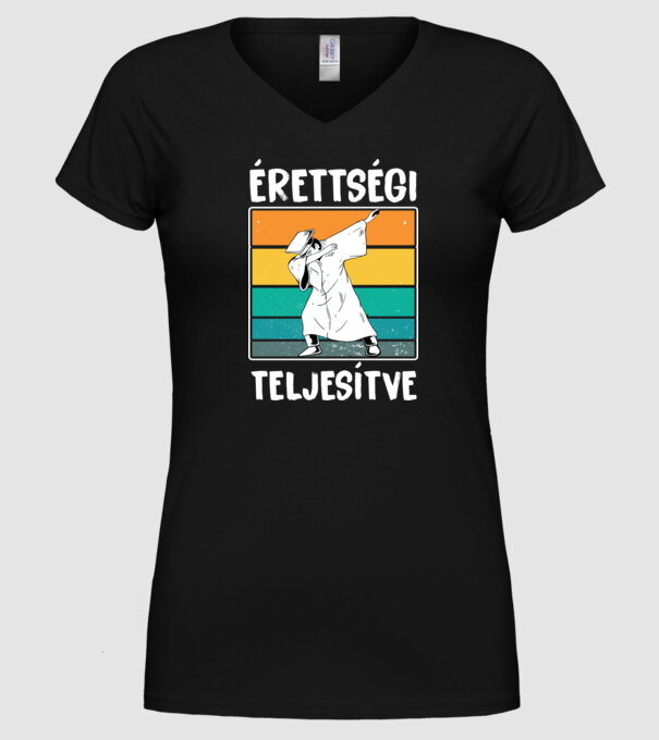 Érettségi teljesítve retro minta fekete pólón