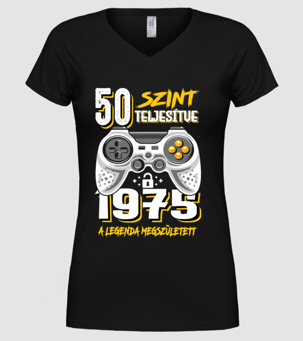 GAMER szint teljesítve 50. 1975 minta fekete pólón