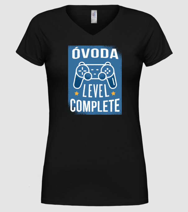 Óvoda level completed minta fekete pólón