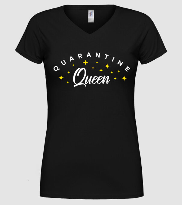 Quarantine queen minta fekete pólón