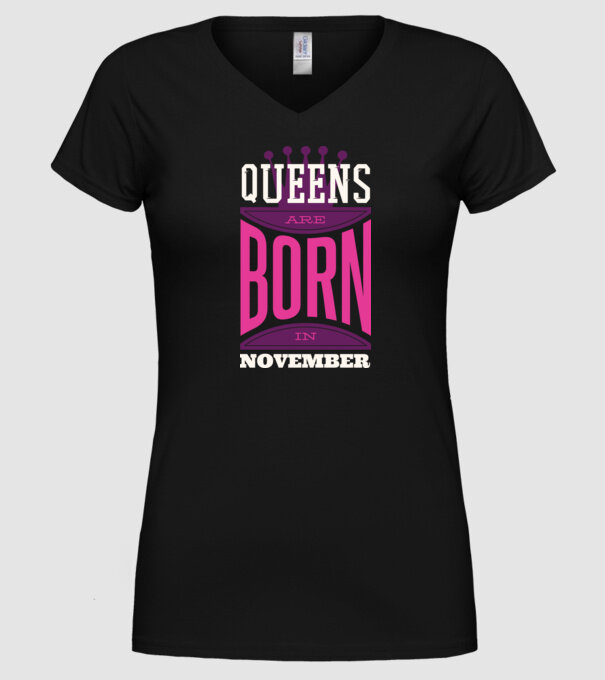 Queens are born in November minta fekete pólón