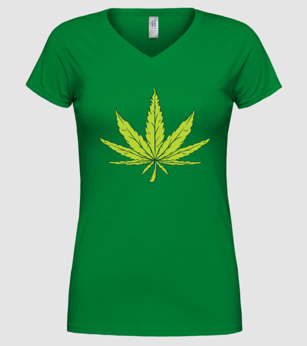Marijuana levél minta zöld pólón