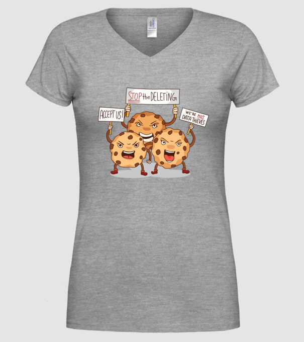 Cookie Tüntetés minta szürke pólón