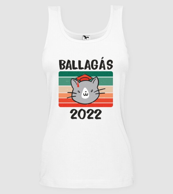 Ballagó cica fehérre 2022 minta fehér pólón