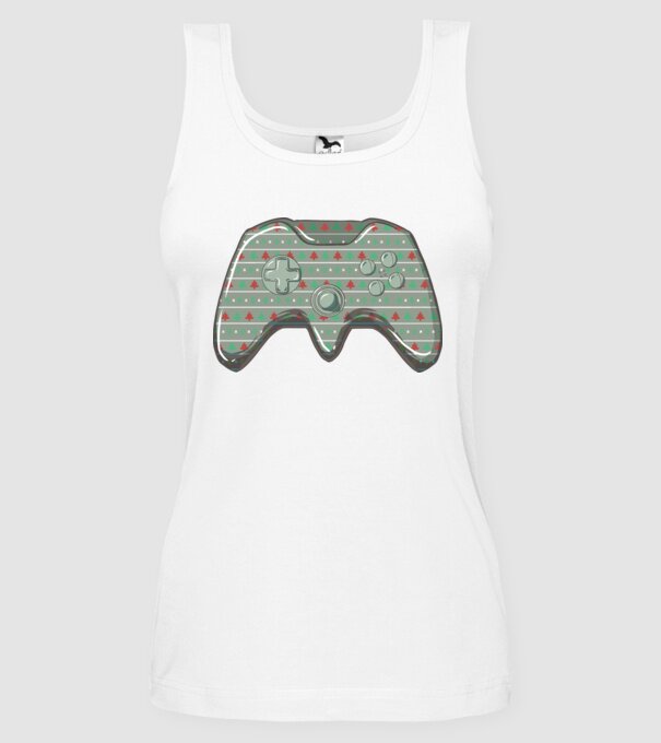 Karácsonyi Kontroller Gamer minta fehér pólón