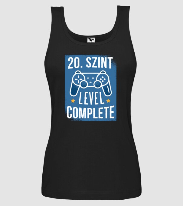 20. szint level completed minta fekete pólón