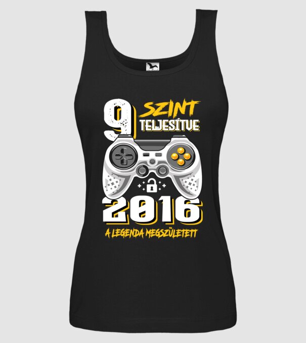 GAMER szint teljesítve 9. 2016 minta fekete pólón