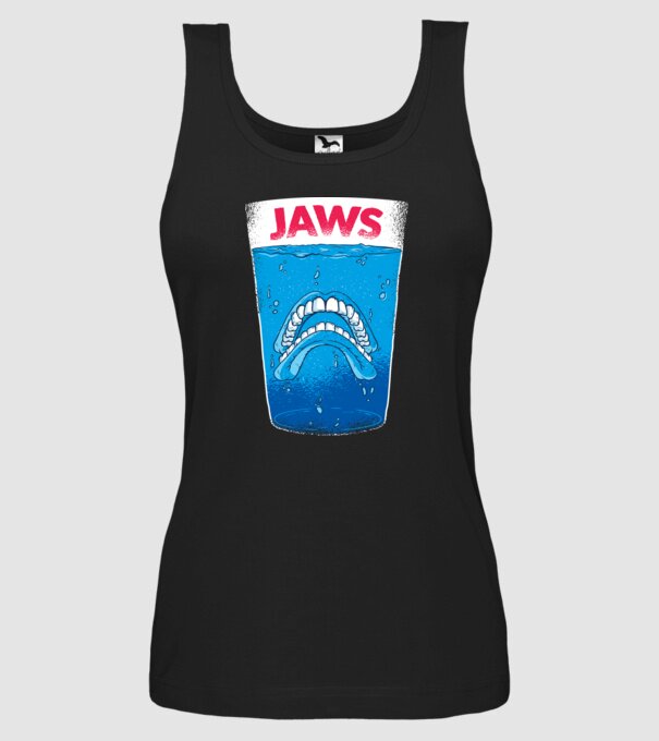 Jaws Fogak paródia póló minta fekete pólón