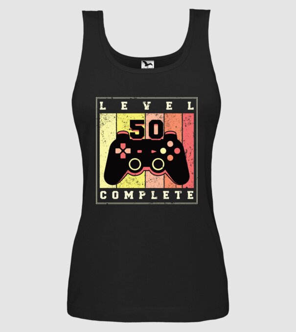 Level 50 Complete Szülinapra póló minta fekete pólón