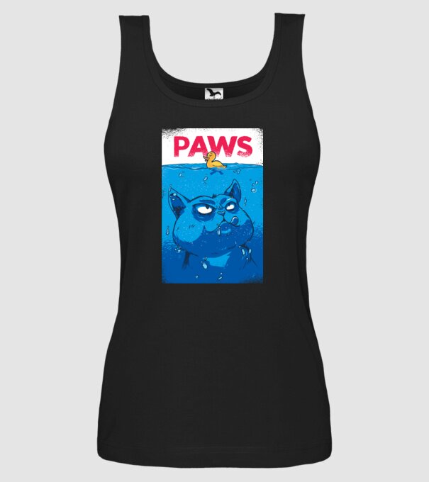 Paws Macska támadásban minta fekete pólón