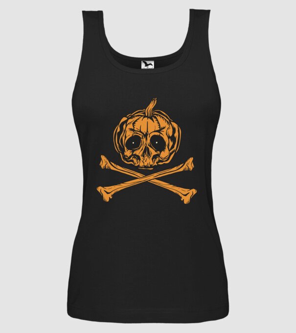 Tök Fej koponya Halloween minta fekete pólón
