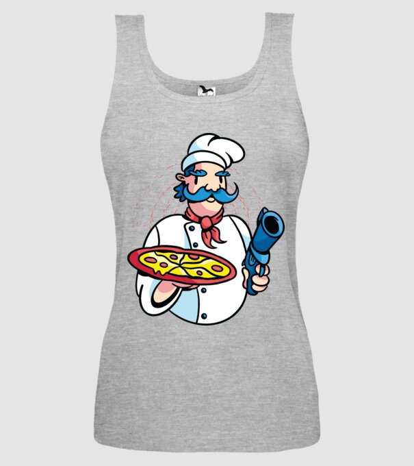 Veszélyes pizza minta szürke pólón