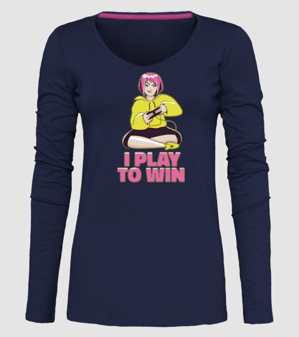 Anime Gamer Lány minta sötétkék pólón