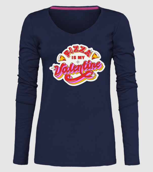 Pizza is my valentine minta sötétkék pólón