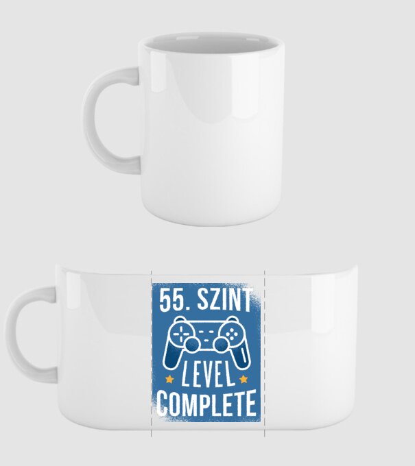 55. szint level completed minta fehér pólón
