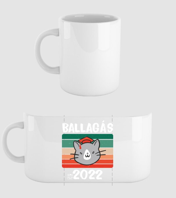 Ballagó cica 2022 minta fehér pólón