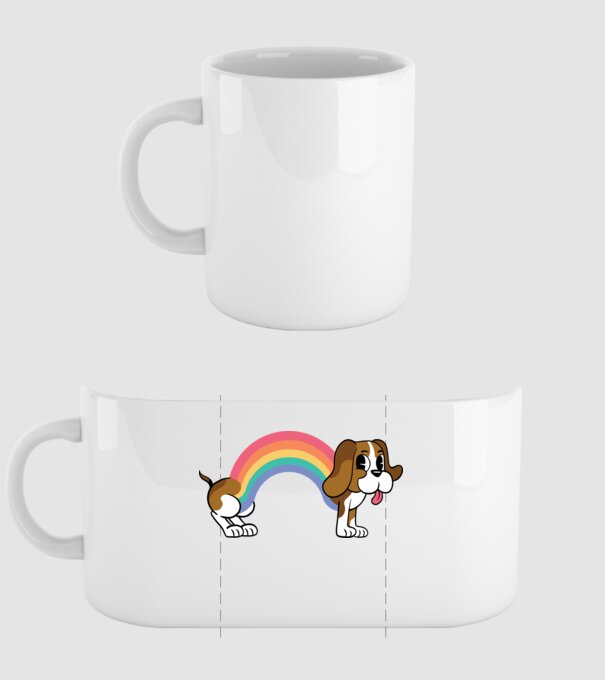 Beagle Szivárvány minta fehér pólón