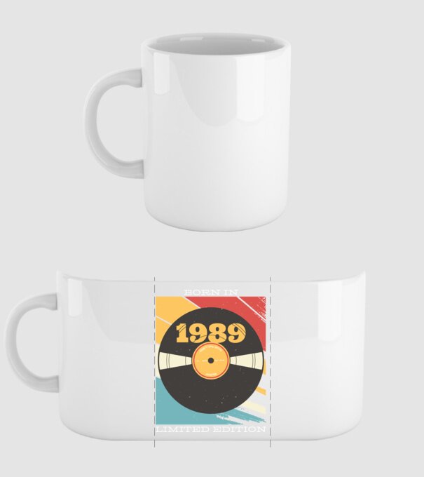 Born in 1989 Limited Edition Vynil Bakelit Retro minta fehér pólón