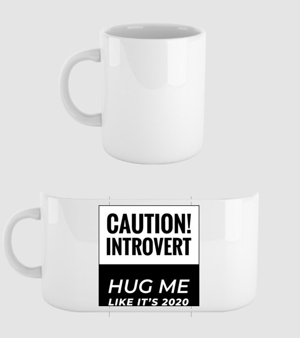 Caution Introvert, Hug me like it's 2020 minta fehér pólón