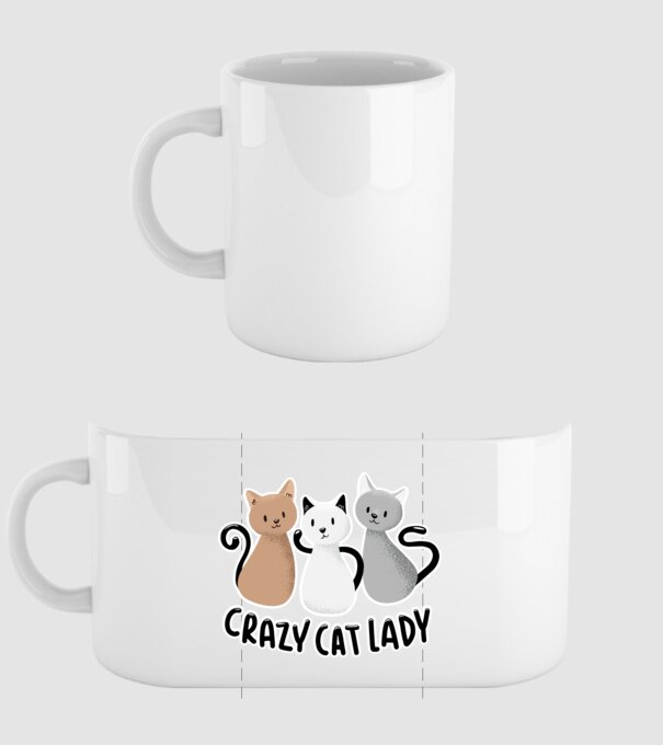 Crazy Cat Lady - Őrült Cicás Csaj minta fehér pólón