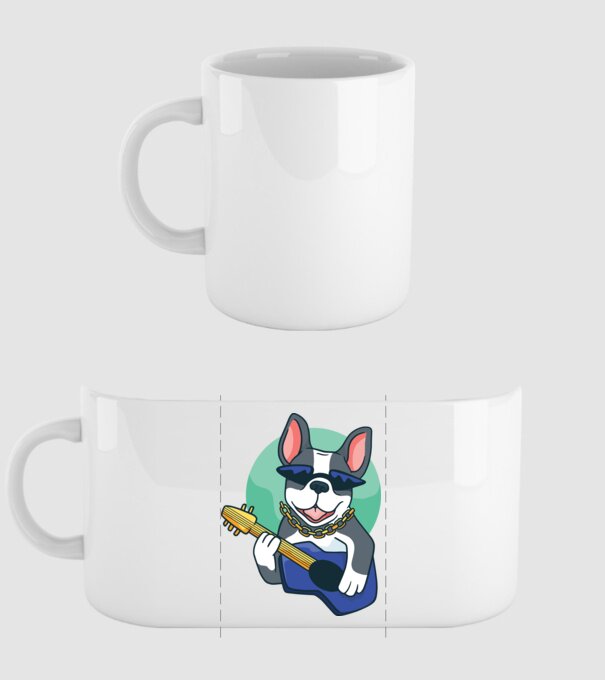 Gitáros Bulldog minta fehér pólón