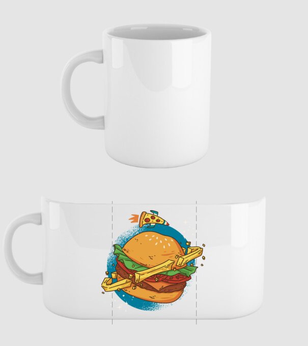 Hamburger bolygó minta fehér pólón