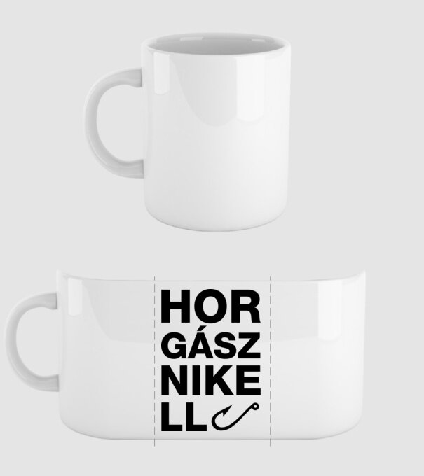 Horgásznikell felirat világos pólóra minta fehér pólón