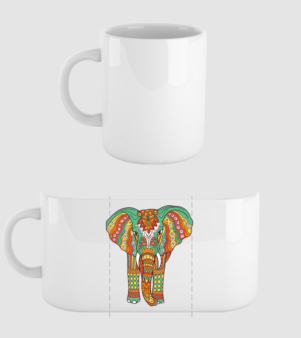 Mandala Elefánt minta fehér pólón