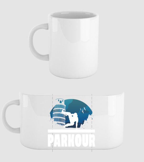 Parkour minta fehér pólón
