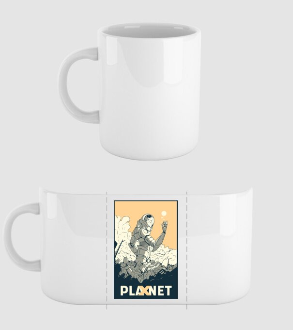 Planet X minta fehér pólón
