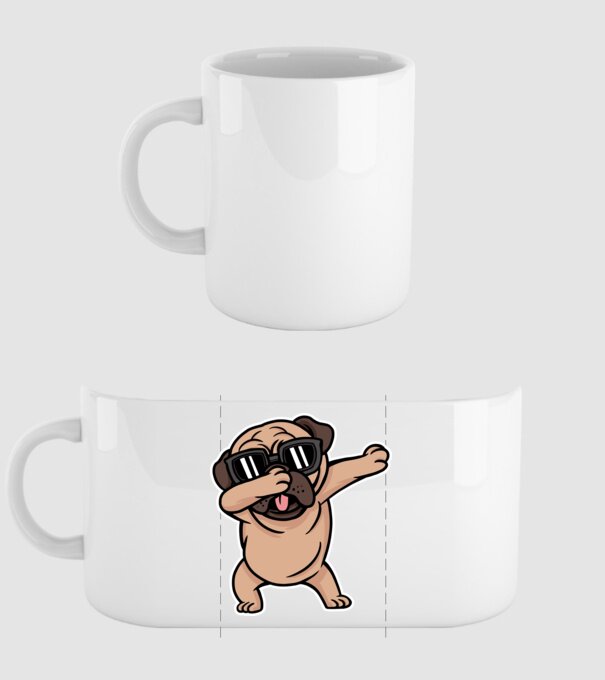 Pug DAB minta fehér pólón