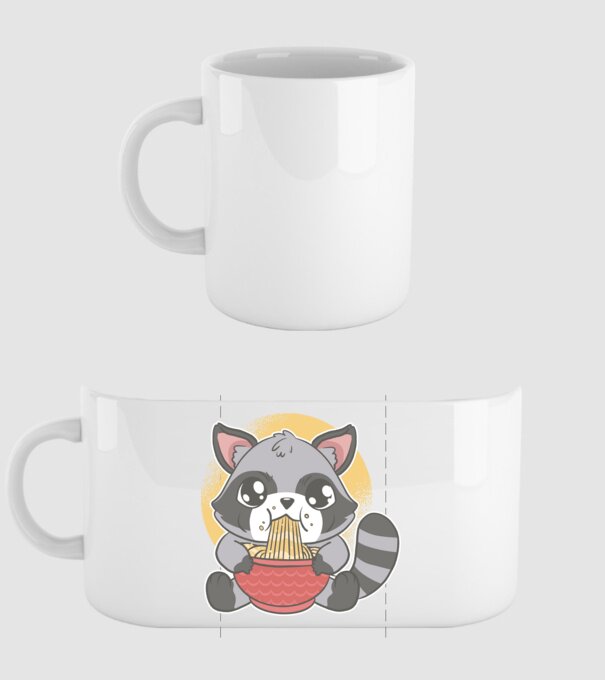Racoon Ramen minta fehér pólón