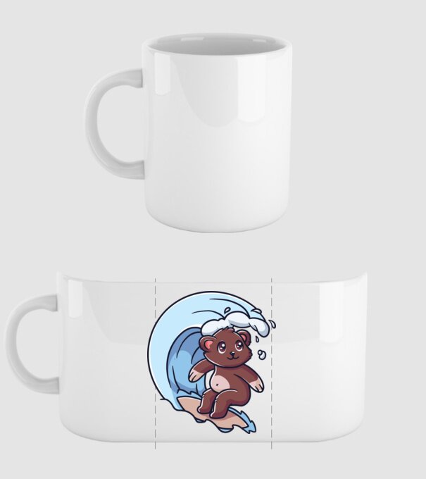 Surfing Cute Bear minta fehér pólón