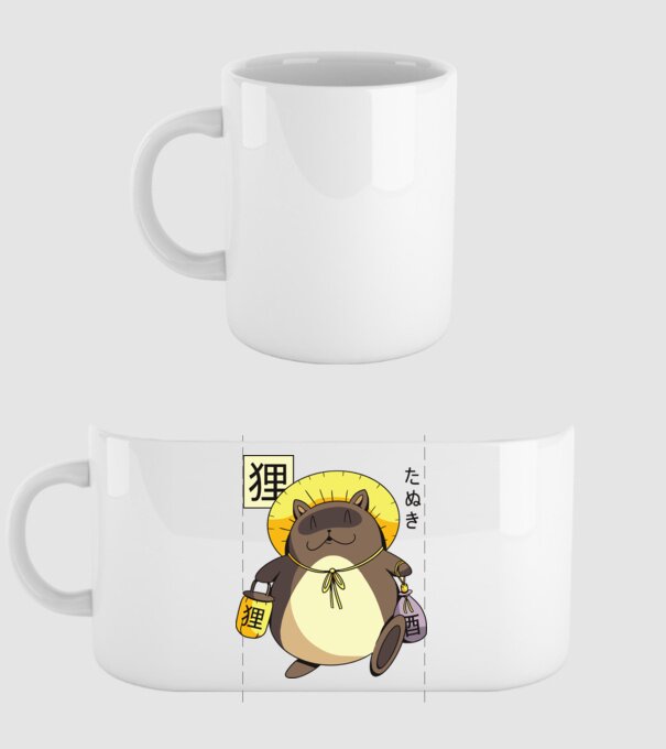 Tanuki Yokai minta fehér pólón