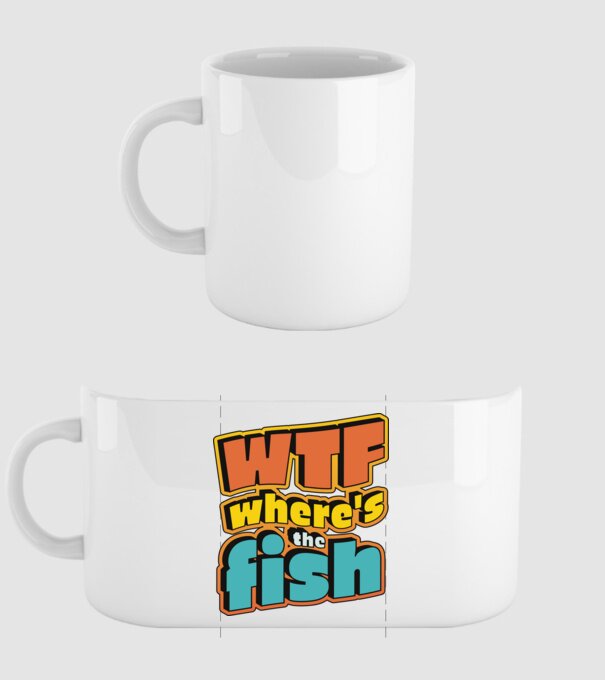 WTF Where's the fish felirat minta fehér pólón