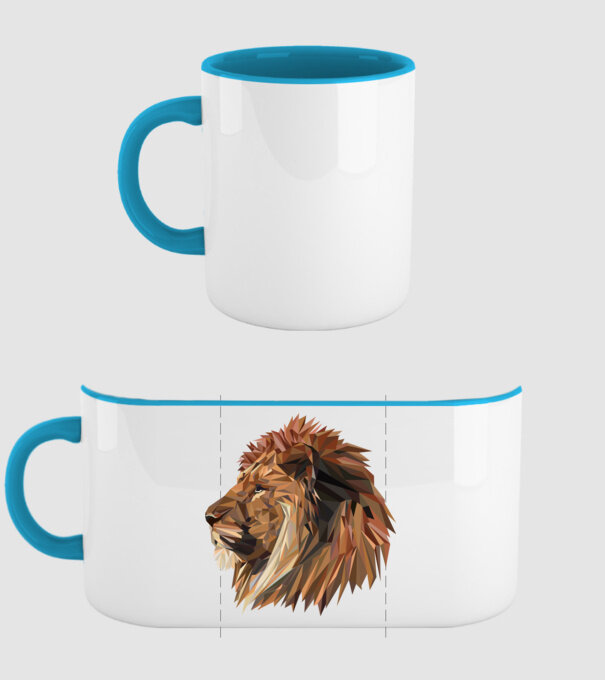 lion polygon minta világoskék pólón