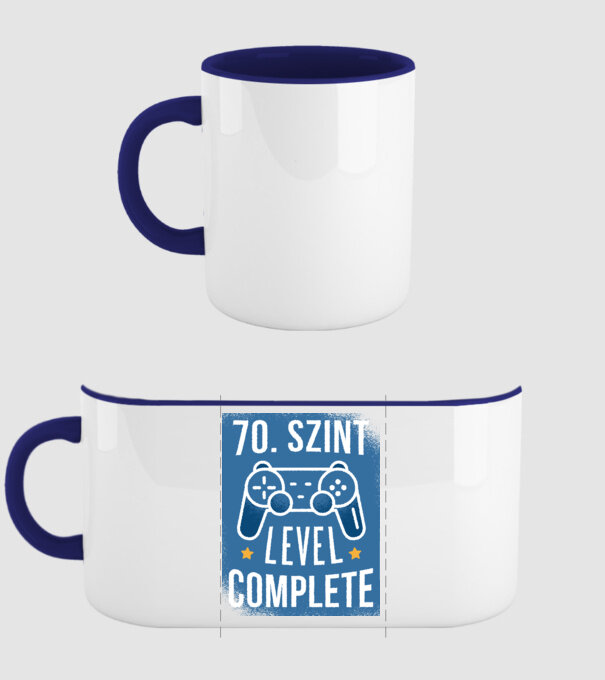 70. szint level completed minta sötétkék pólón