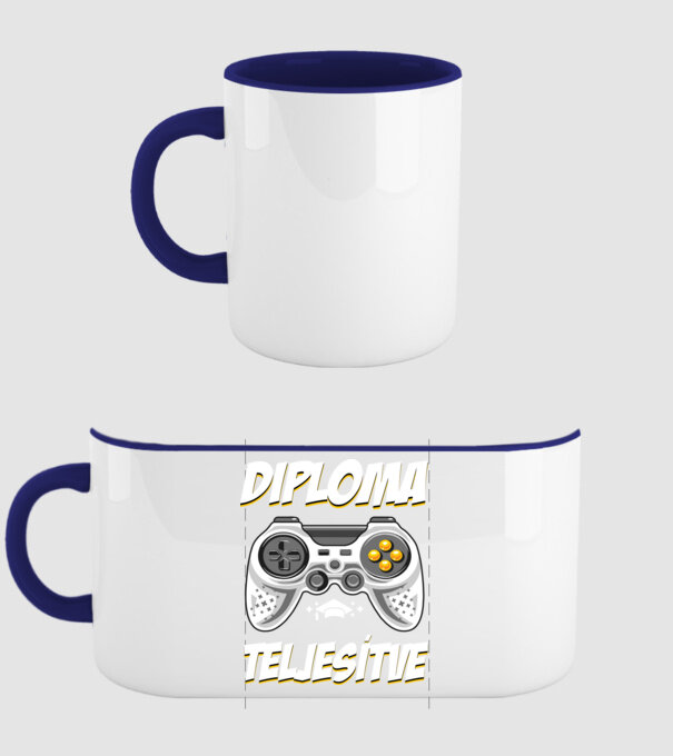 Diploma teljesítve gamer Ballagás minta sötétkék pólón
