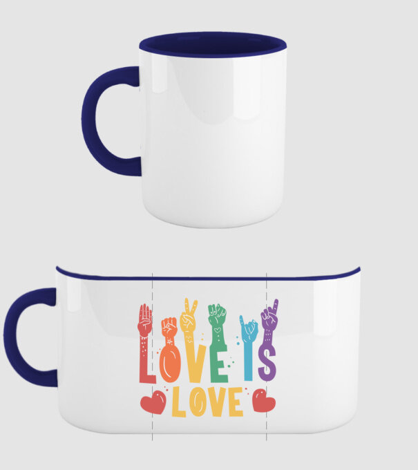 Love is love LGBTQ szerelem minta sötétkék pólón