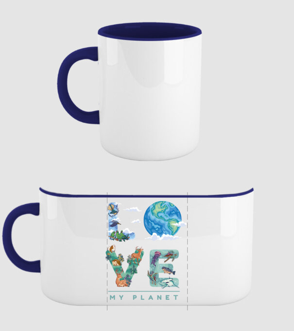 Love my Planet - Szeresd a Földet minta sötétkék pólón