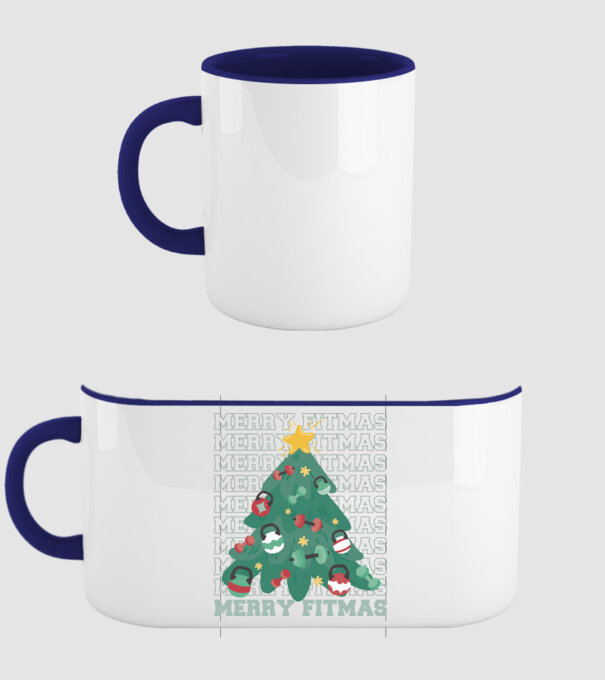 Merry Fitmas Karácsonyfa Fitness minta sötétkék pólón