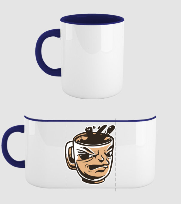 Morcos kávéscsésze minta sötétkék pólón