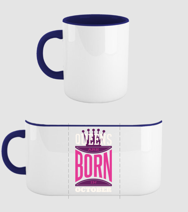 Queens are born in October minta sötétkék pólón