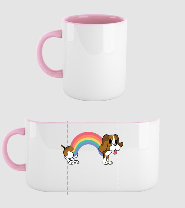 Beagle Szivárvány minta világos rózsaszín pólón