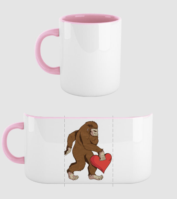 Bigfoot Jeti szívvel minta világos rózsaszín pólón
