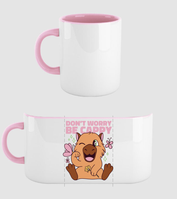 Boldog Capybara - Don't worry be cappy minta világos rózsaszín pólón