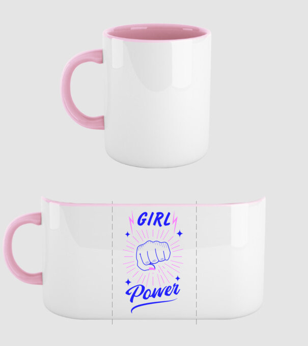 Girl Power Nőnap minta világos rózsaszín pólón