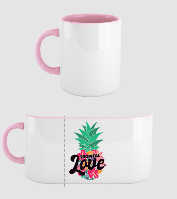 Tropical Love Ananász minta világos rózsaszín pólón