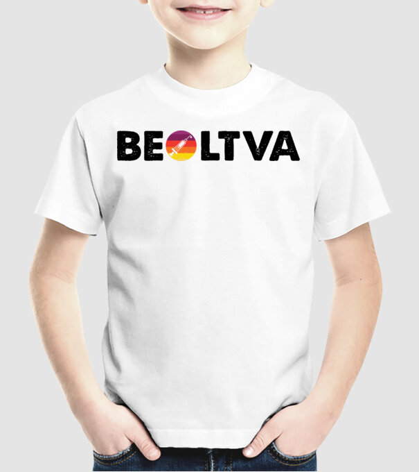Beoltva Retro minta fehér pólón