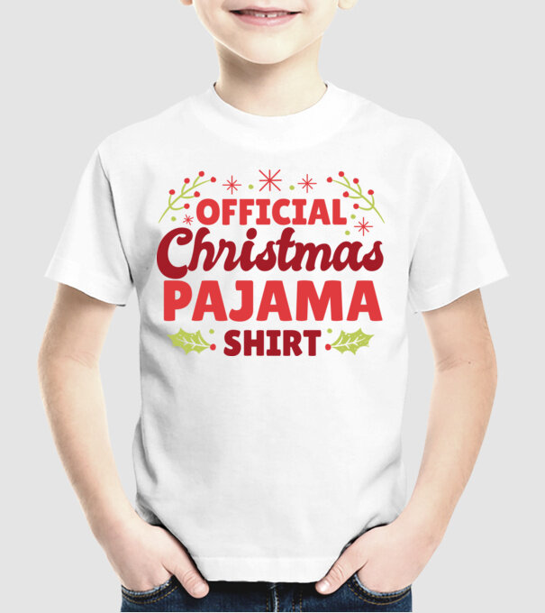 Karácsonyi Pijama minta fehér pólón